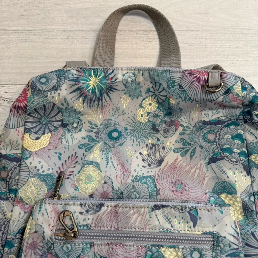 Sakroots Womens Loyola Convertible‎ Backpack in Eco-Twill purple teal turtle - Picture 4 of 12